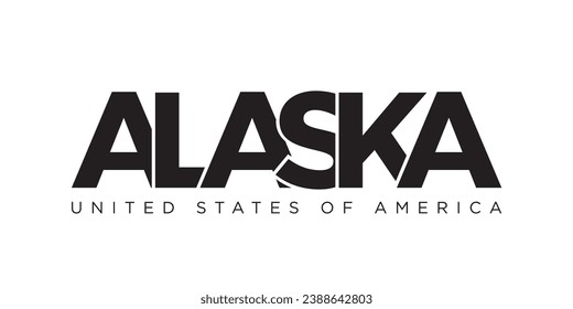 Alaska, USA typography slogan design. America logo with graphic city lettering for print and web products.