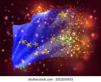 Alaska, vector 3d flag on pink purple background with lighting and flares