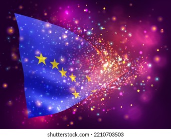 Alaska, vector 3d flag on pink purple background with lighting and flares