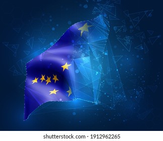 Alaska, vector flag, virtual abstract 3D object from triangular polygons on a blue background