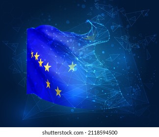 Alaska, vector flag, virtual abstract 3D object from triangular polygons on a blue background