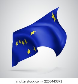 Alaska, vector flag with waves and bends waving in the wind on a white background