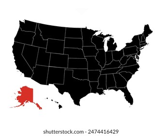 Alaska vector map. High detailed illustration. United state of America country.