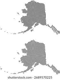 Alaska vector round pattern map silhouette design in line art silhouette map. 