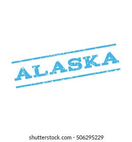 Alaska watermark stamp. Text Caption between parallel lines with grunge design style. Rubber seal stamp with scratched texture. Vector blue color ink imprint on a white background.