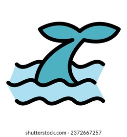 Alaska whale icon outline vector. Arctic fish. Animal water color flat