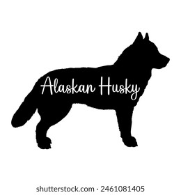 Alaskan Husky Dog silhouette dog breeds logo dog monogram vector
