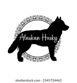 Alaskan Husky dog silhouette, dog, dog breeds,  vector, silhouette, logo design, animal, illustration, icon, sign, black, pet