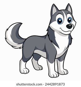 Husky ilustración vectorial aislado sobre fondo blanco en estilo de dibujos animados