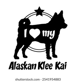 Alaskan Klee Kai.  dog silhouette, i love my dog,  dog, dog breeds, logo, vector, silhouette, animal, illustration, icon, sign, black, pet,