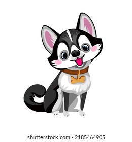 Alaskan klee kai vector funny cartoon dog