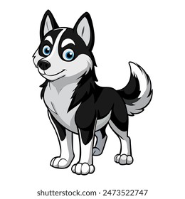 Alaskan Klee Kai vector illustration isolated on white background in cartoon style.