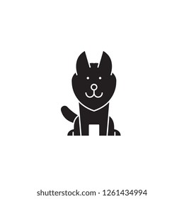 Alaskan malamute black vector concept icon. Alaskan malamute flat illustration, sign
