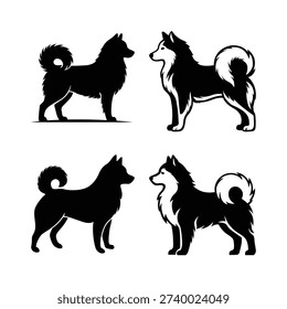 Alaskan Malamute dog - Minimal Vector Illustration black silhouette clip art
