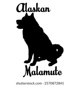 Alaskan Malamute. dog silhouette, dog breeds, logo, vector, silhouette,  animal, illustration, icon, sign, design, black, symbol, pet, love
