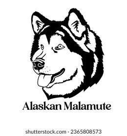 Alaskan Malamute Dog silhouette. Dog face Dog monogram, Breed of dogs