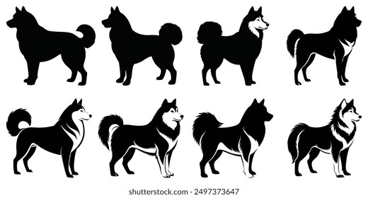 alaskan malamute silhouette dog design Set-2