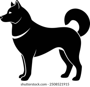 Alaskan Malamute Vector Silhouette , Dog Vector Silhouette , Dog illustration , dog art , Dog Drawing, Hand Drawn Puppy Line Art
