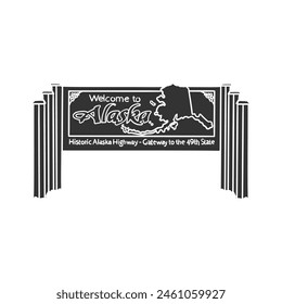 Alaskan Sign Icon Silhouette Illustration. Alaska Vector Graphic Pictogram Symbol Clip Art. Doodle Sketch Black Sign.