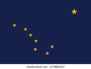 Vector de bandera estatal de Alaska Ilustración Estrellas amarillas en Blue BAckground