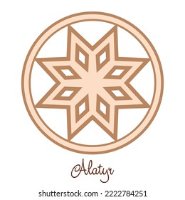 Alatyr, an ancient Slavic symbol, decorated with Scandinavian patterns. Beige fashion design.