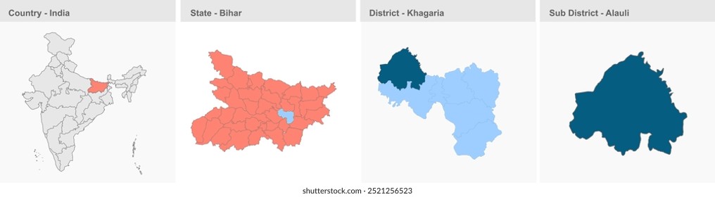 Alauli map (District Munger,State Bihar, Republic of India), Khagaria District, Bihar State, Republic of India, Government of Bihar, Indian territory, Eastern India, politics, village, tourism