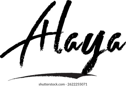 Alaya Baby Girl Name In Stylish Brush Typography Text