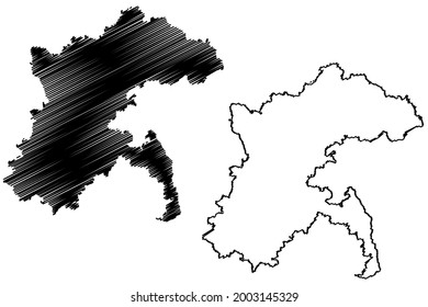 Distrito de Alb Donau (República Federal de Alemania, distrito rural, estado de Baden-Wurttemberg) cartografía ilustración vectorial, dibujo de garabatos Alb-Donau-Kreis mapa