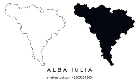 Alba Iulia map outline and black silhouette vector