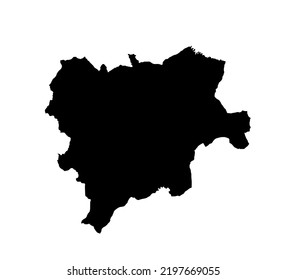 Albacete map vector silhouette illustration isolated on white background. High detailed illustration. Spain province, part of autonomous community Castilla La Mancha. Country in Europe, EU member.