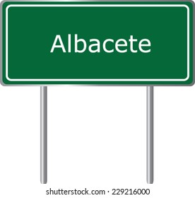 Albacete , Spain , road sign green vector illustration, road table