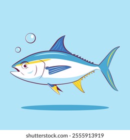albacore fish flat cartoon design template