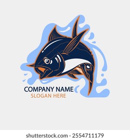 albacore fish logo design template