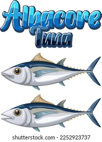 Albacore tuna cartoon character in different poses illustration