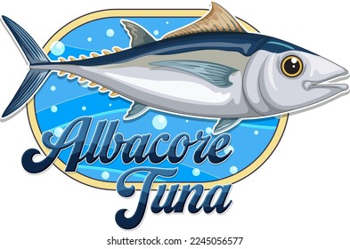Albacore tuna logo with carton character illustration