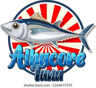 Albacore tuna logo with carton character illustration