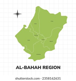 Al-Bahah Region map illustration. Map of the region in Saudi Arabia