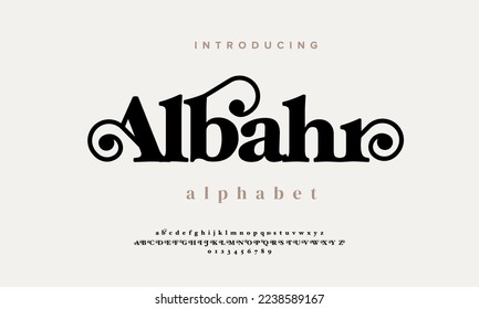 Albahr abstract simple fashion wedding alphabet. Elegant ligature typography typeface design