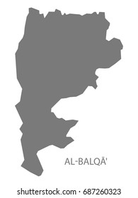 Al-Balqa Jordan governorate map grey illustration silhouette shape