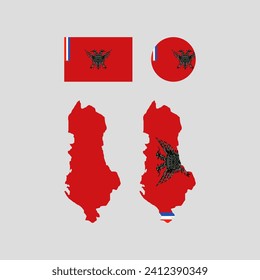 Albania 1914 national map and flag vectors set....