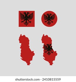 Albania 1925 national map and flag vectors set....