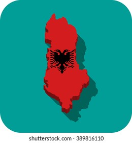 Albania - 3D map and flag
