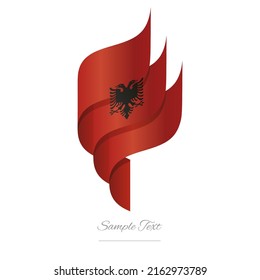 Albania abstract 3D wavy flag red black modern Albanian ribbon torch flame strip logo icon vector