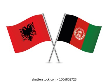 Albania and Afganistan flags. Vector illustration.