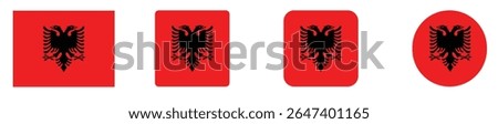 Albania or AL flag icon set. Albania or AL flag icon. Albania or AL country Flags.	