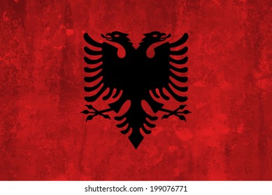 Albania, Albanian flag on concrete textured background