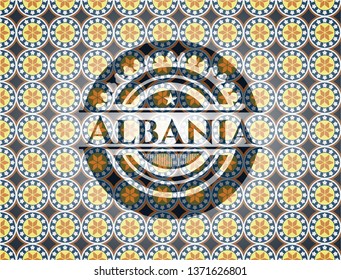 Albania arabic style badge. Arabesque decoration.