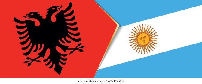 Albania and Argentina flags, two vector flags symbol of relationship or confrontation.