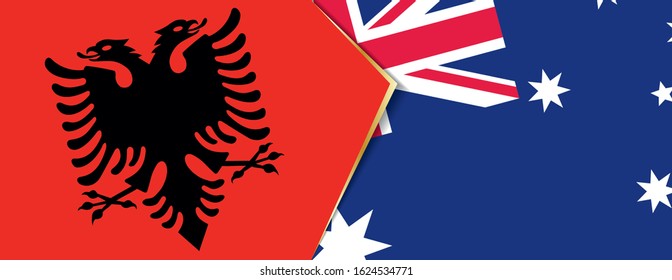 Albania and Australia flags, two vector flags symbol of relationship or confrontation.
