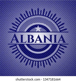 Albania badge with jean texture